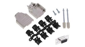 D-Sub Connector Kit, DE-15 Socket, Solder, Die-Cast Zinc Alloy